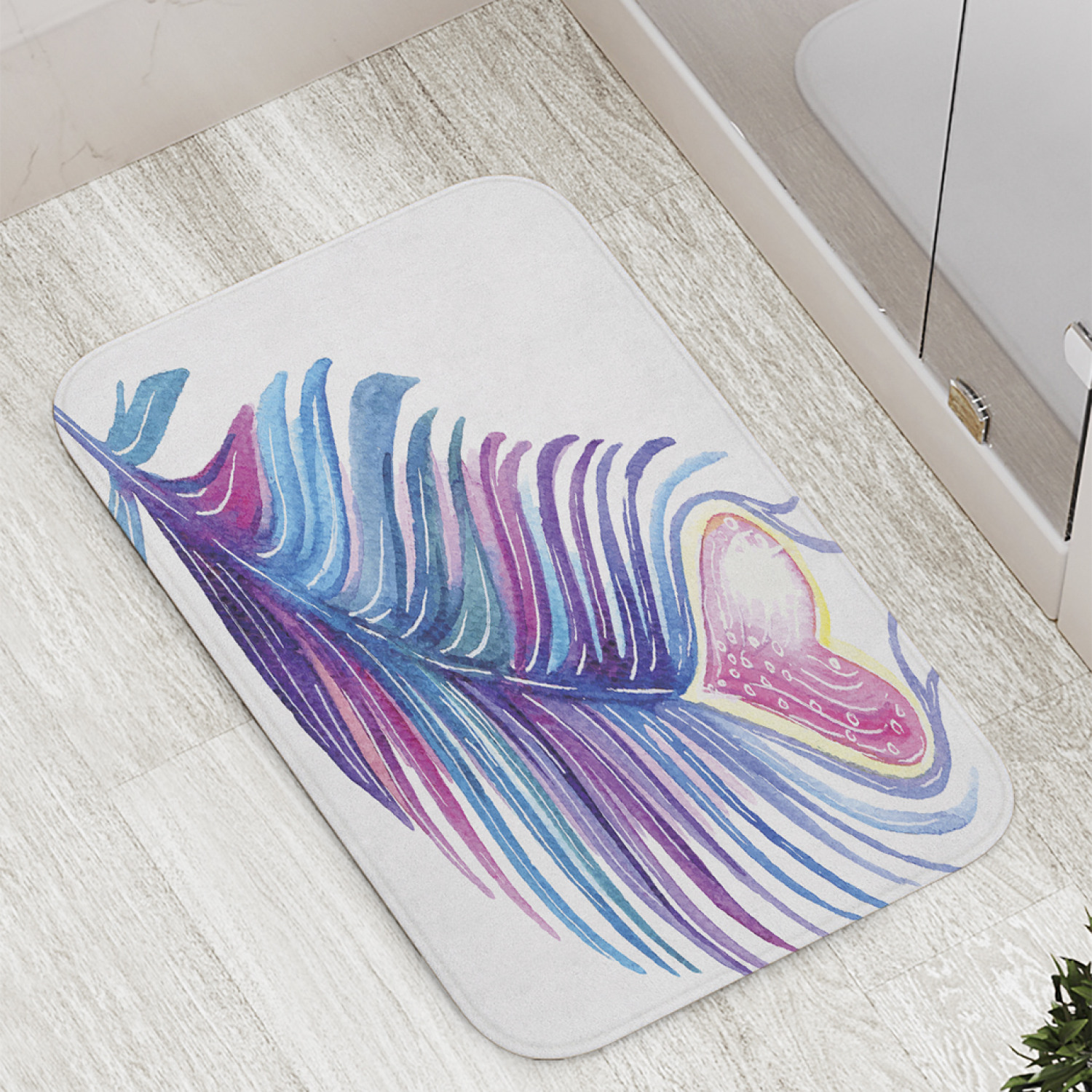 

Коврик противоскользящий JoyArty "Сердце в пере" для ванной, сауны, бассейна, 77х52 см, Сердце в пере