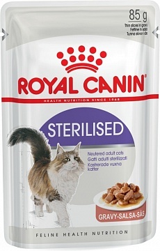 

Влажный корм для кошек Royal Canin Sterilised, для стерилизованных, в соусе 24шт по 85 г, Sterilised