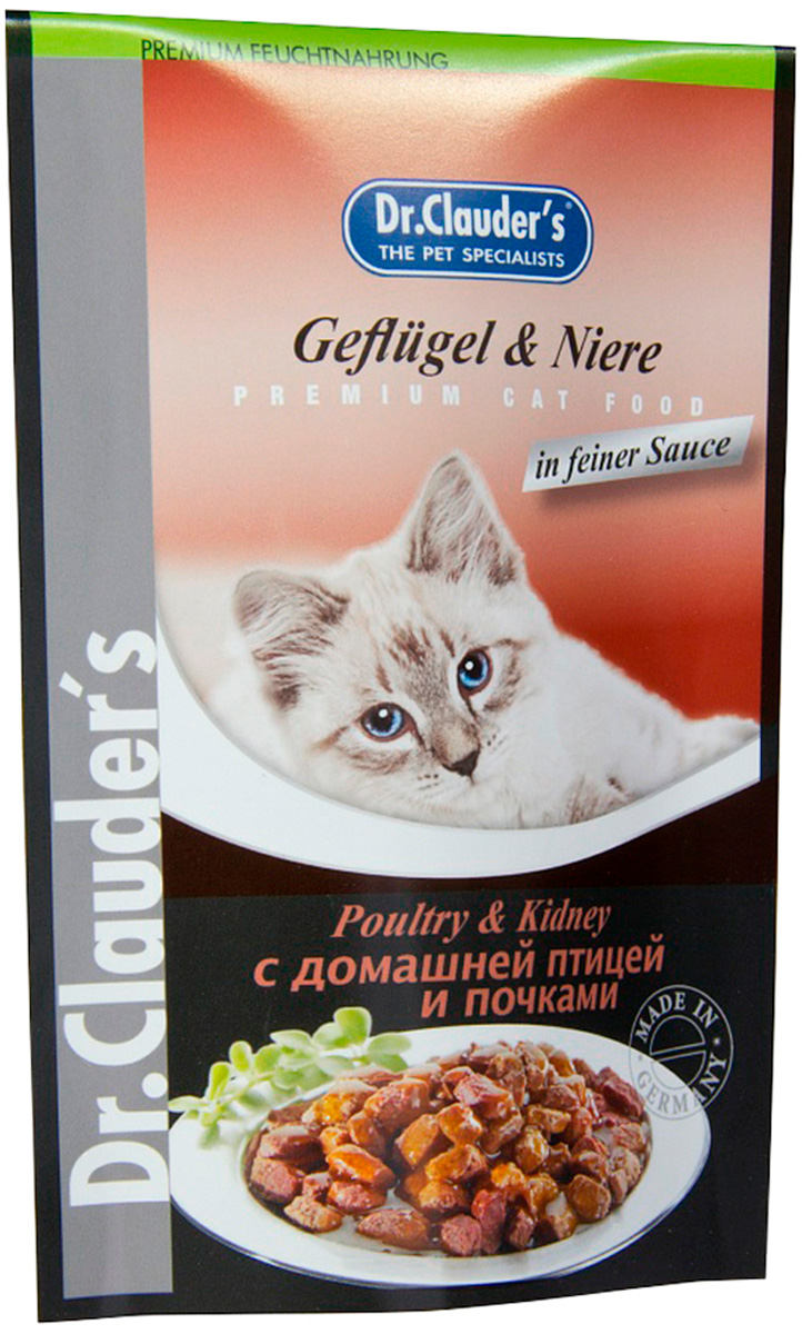 фото Влажный корм для кошек dr.clauder's, с птицей и почками в соусе, 20шт, 100г