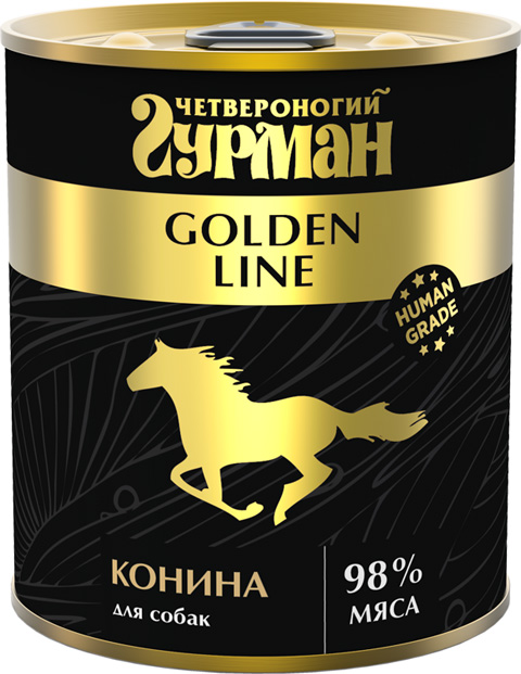 фото Влажный корм для собак четвероногий гурман golden line , конина, 24шт, 100г