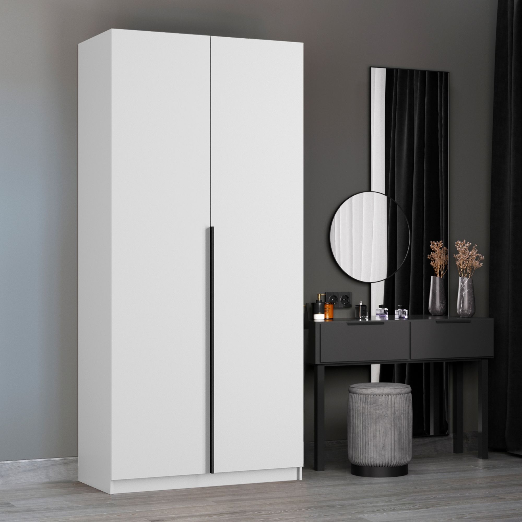 Шкаф распашной E1 Локер WingLine с полками и модулем 100х53х220 Белый снег 25590₽