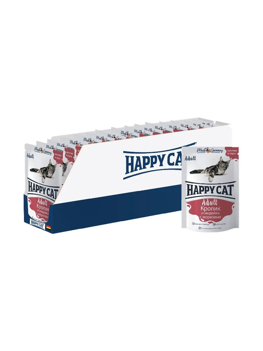 фото Влажный корм для кошек happy cat , с кроликом в соусе, 22шт, 100г