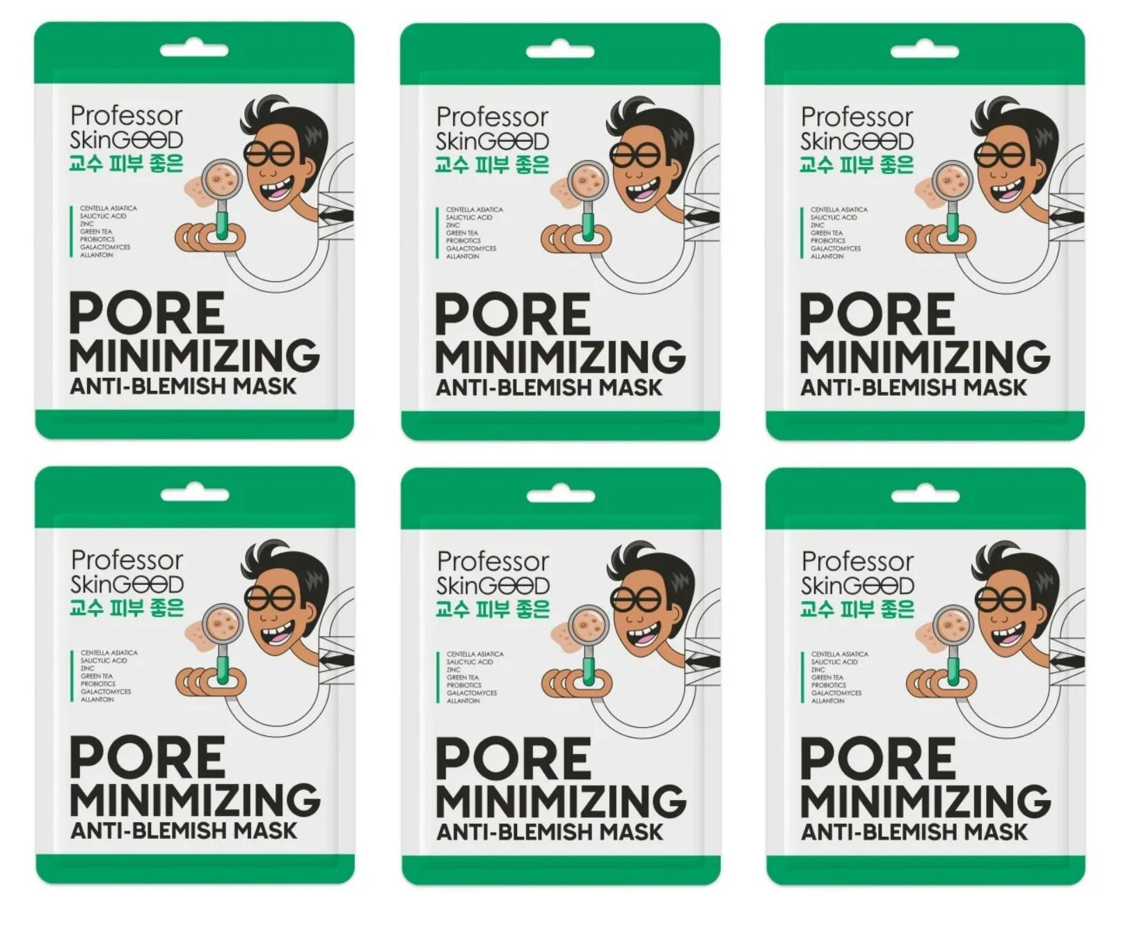 

Маска для лица Professor SkinGOOD для проблемной кожи 6 шт, Pore Minimizing Anti-Blemish Mask