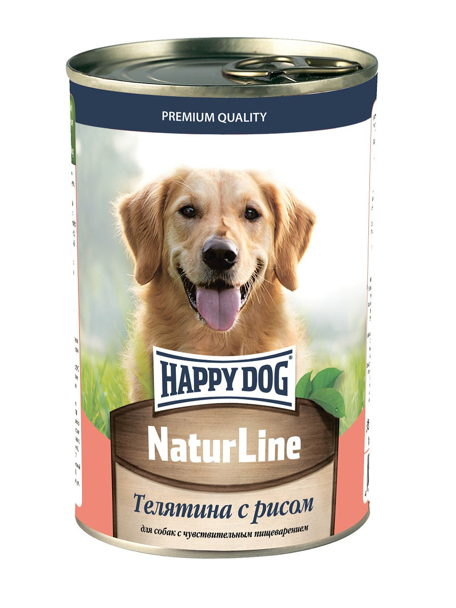 фото Влажный корм для собак happy dog natur line, телятина, рис, 20шт по 410г