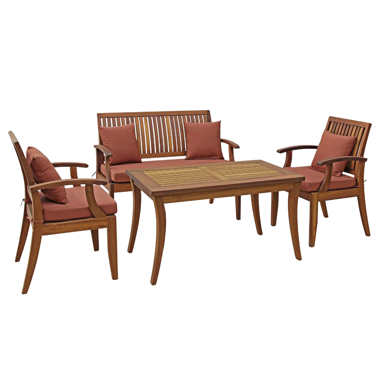Набор садовой мебели RootАrt Alya 4 предмета коричневый с терракотовым