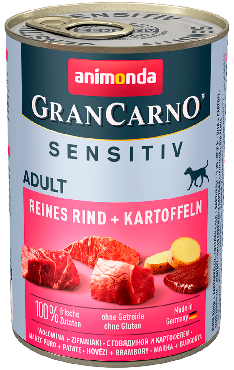 фото Влажный корм для собак animonda gran carno sensitiv , говядина, картофель, 6шт, 400г