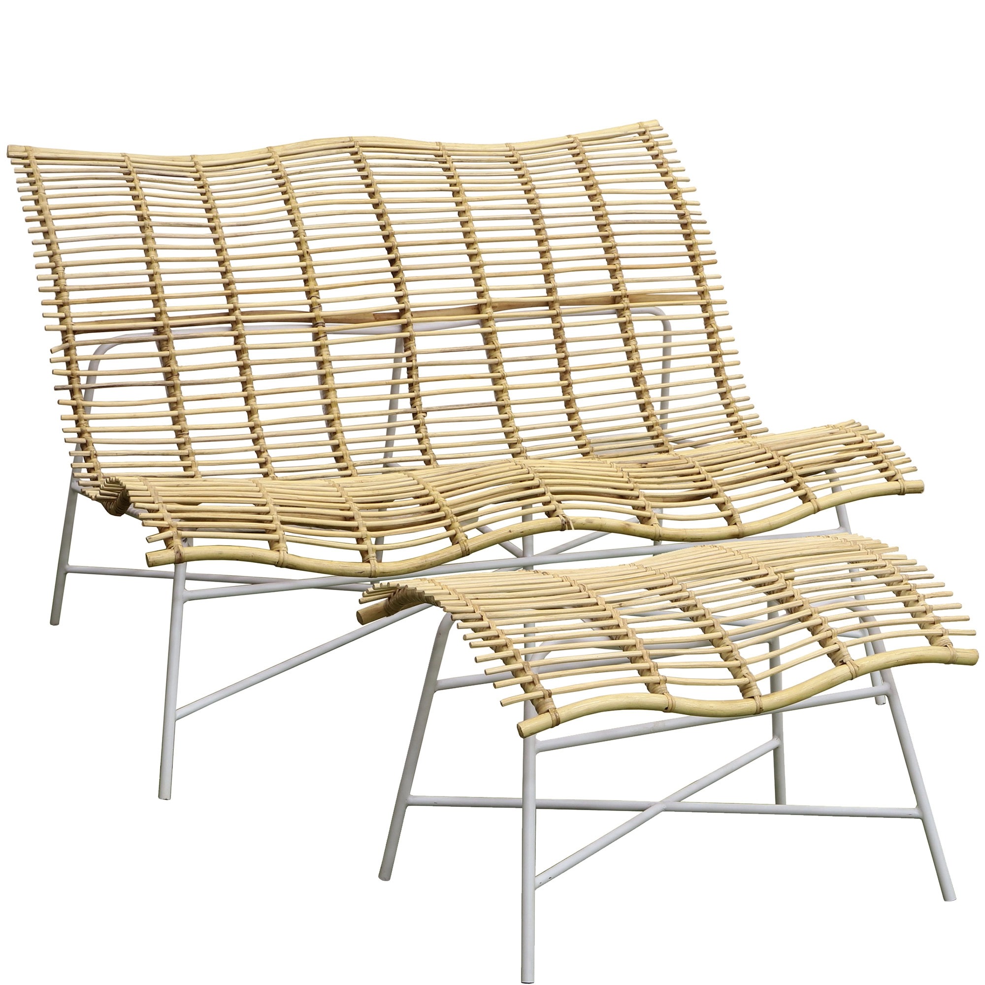 

Шезлонг Rattan grand Nuvali с подставкой для ног ротанг, двухмест, Бежевый