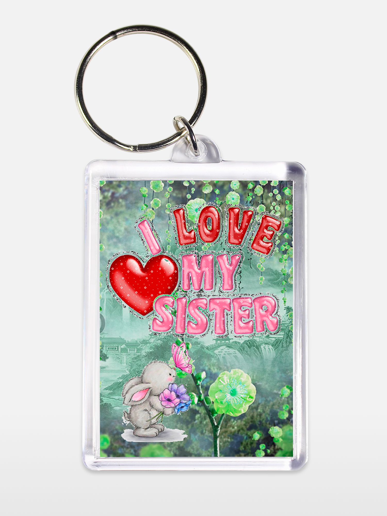 Брелок женский Люблю сестру белый