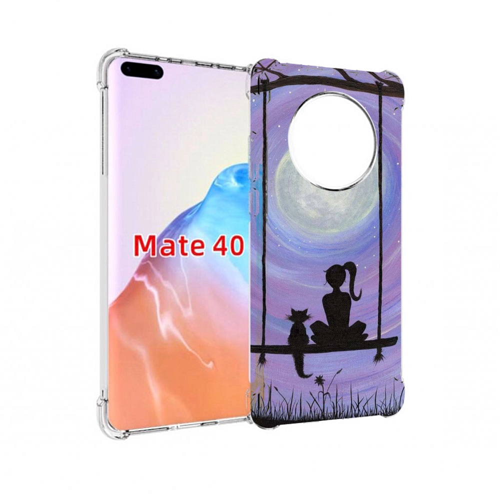 Чехол MyPads Tocco для Huawei Mate 40 девушка с котом на качеле женский