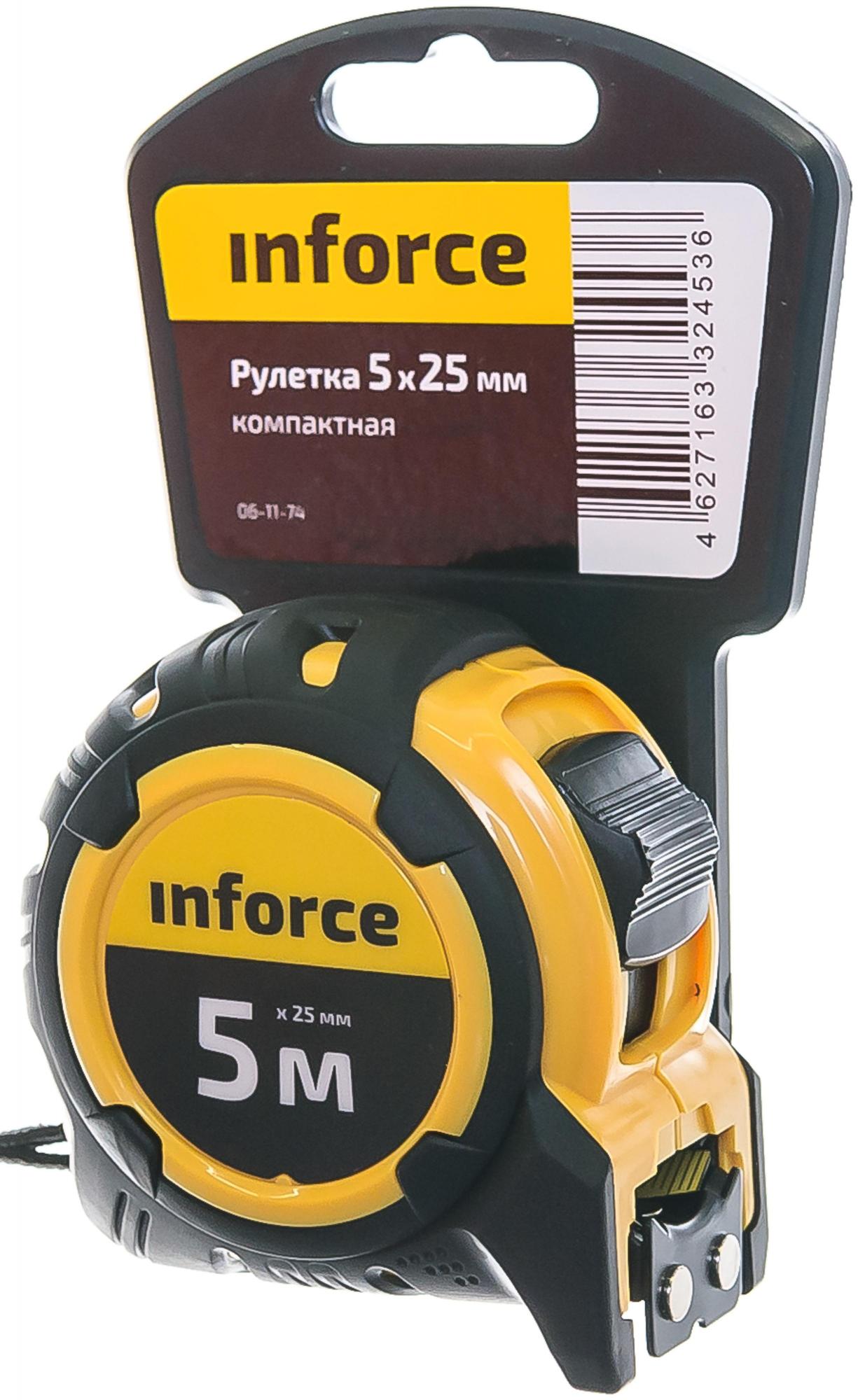 Рулетка компактная 5Х25 Inforce 06-11-74 тройной стопор рулетка fit