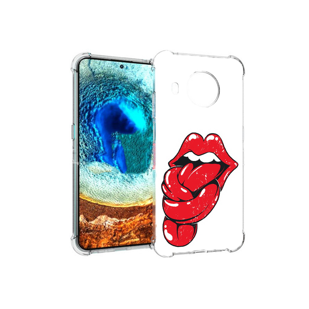 

Чехол MyPads Tocco для Nokia X20 яркие губы с языком (PT159436.101.705), Прозрачный, Tocco