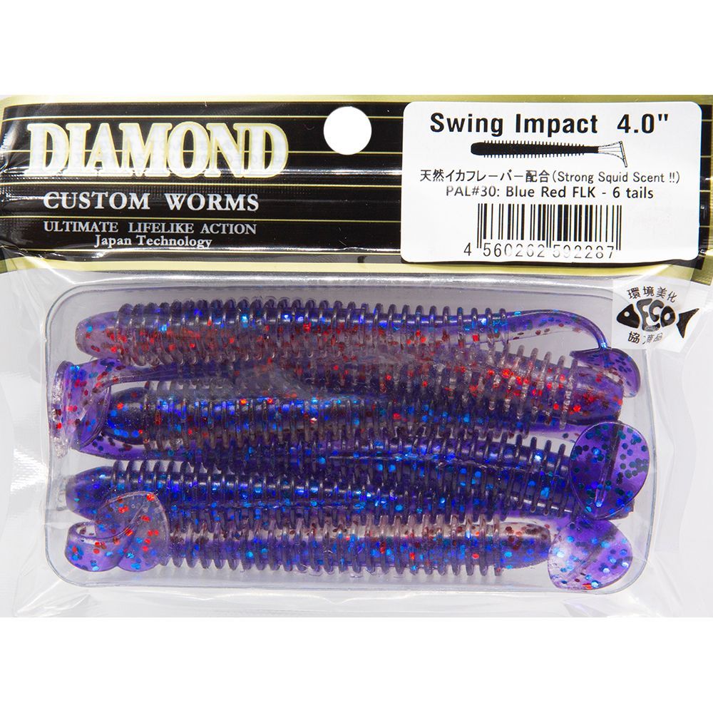 

Силиконовая приманка Grows Culture Swing Impact 4 цвет pal30 Blue red flk 6 шт, Разноцветный, Swing Impact 4