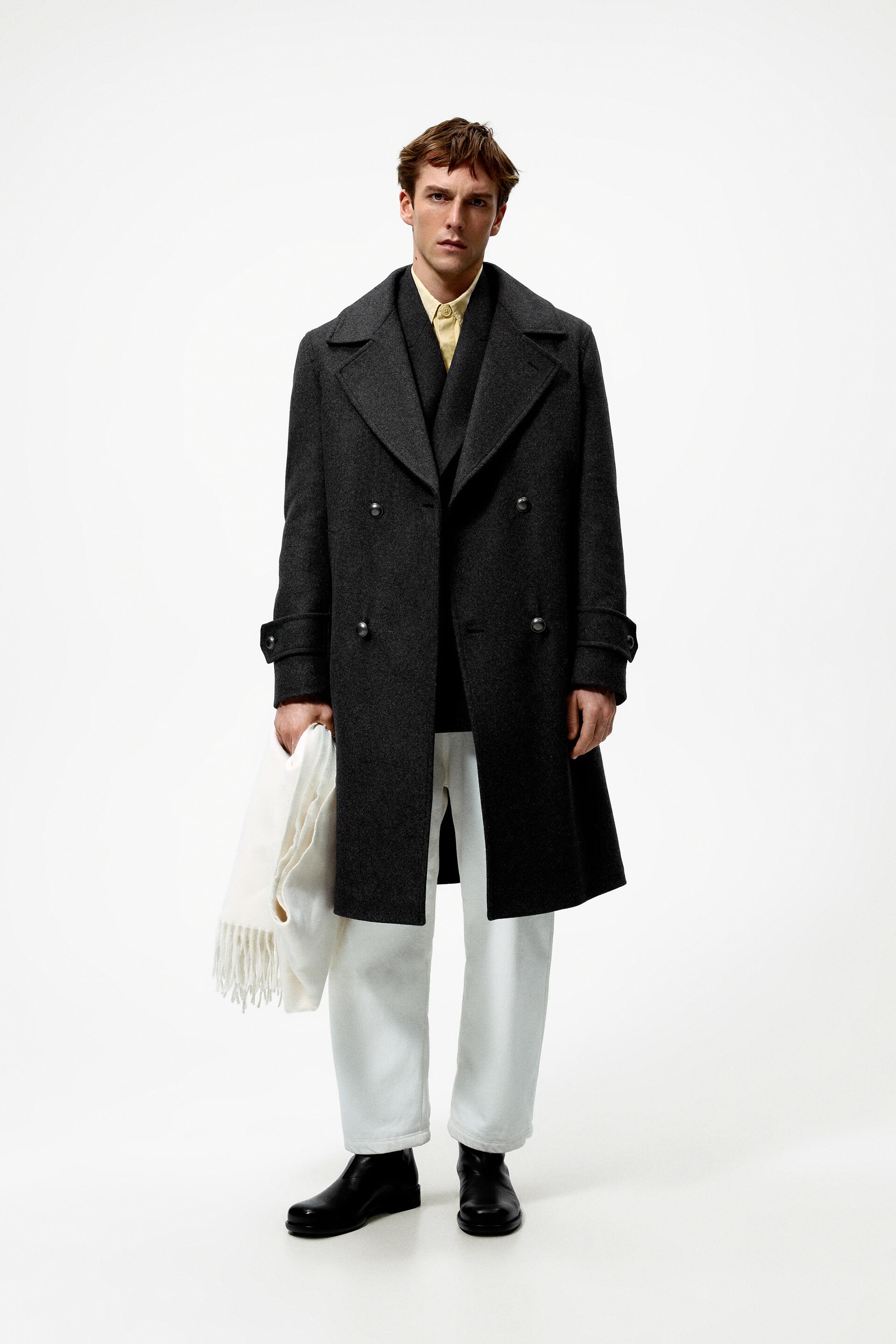 

Пальто мужское ZARA 04065737 серое M (доставка из-за рубежа), Серый, 04065737