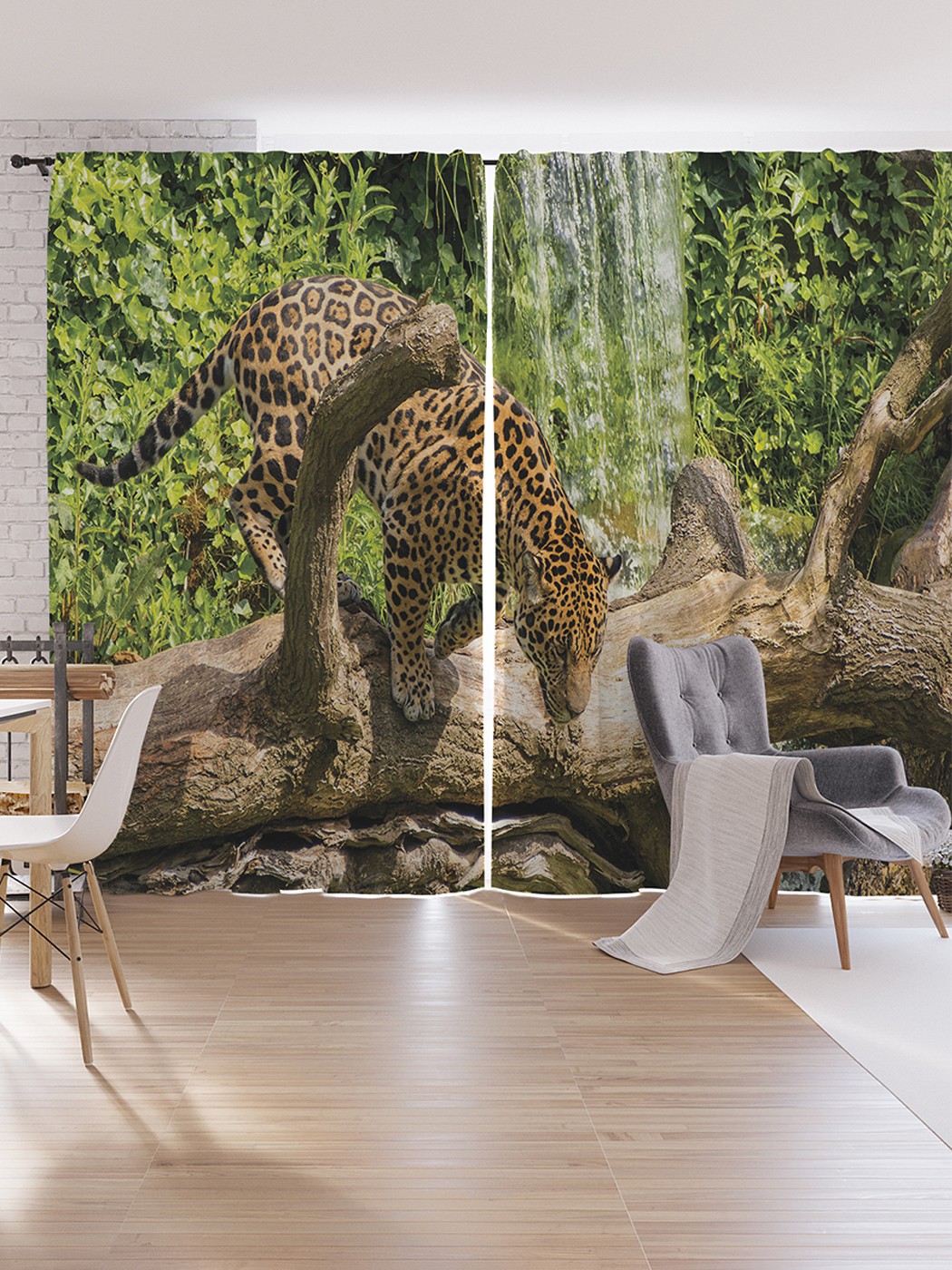 

Шторы под лён JoyArty "Затаившийся леопард", серия Oxford DeLux, 340х265 см, Затаившийся леопард