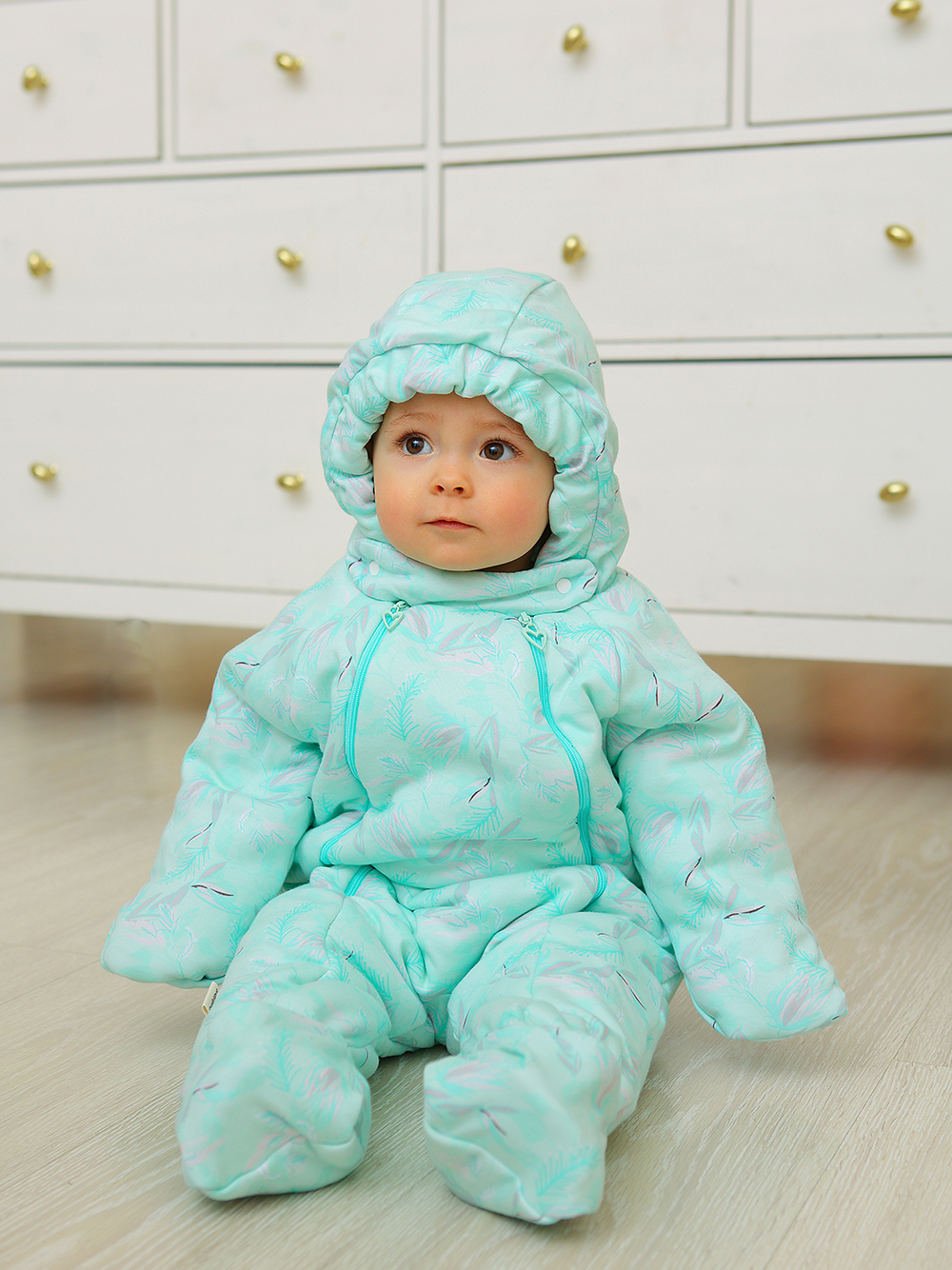 Комбинезон детский Babyglory Baby Smile, бирюзовый, 86 комплект одежды kari baby aw22b05703502 белый бирюзовый 92