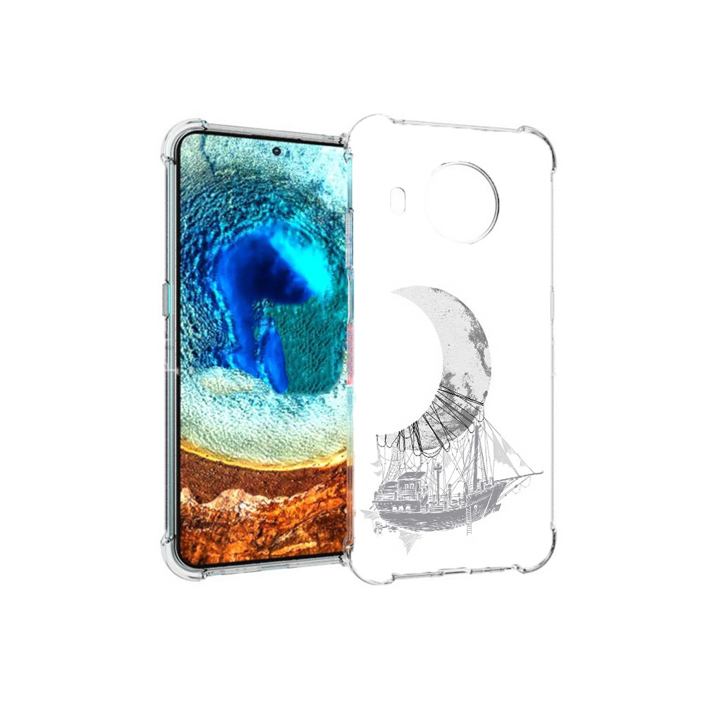 

Чехол MyPads Tocco для Nokia X20 черно белый корабль полумесяц (PT159436.101.684), Прозрачный, Tocco