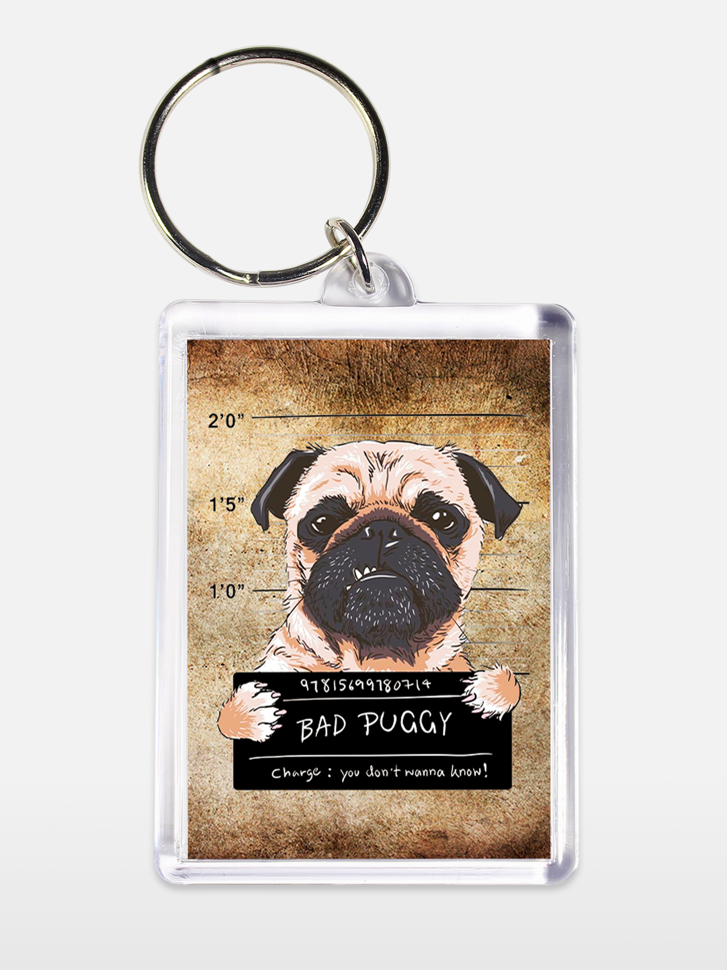 Брелок унисекс Плохой мопс белый