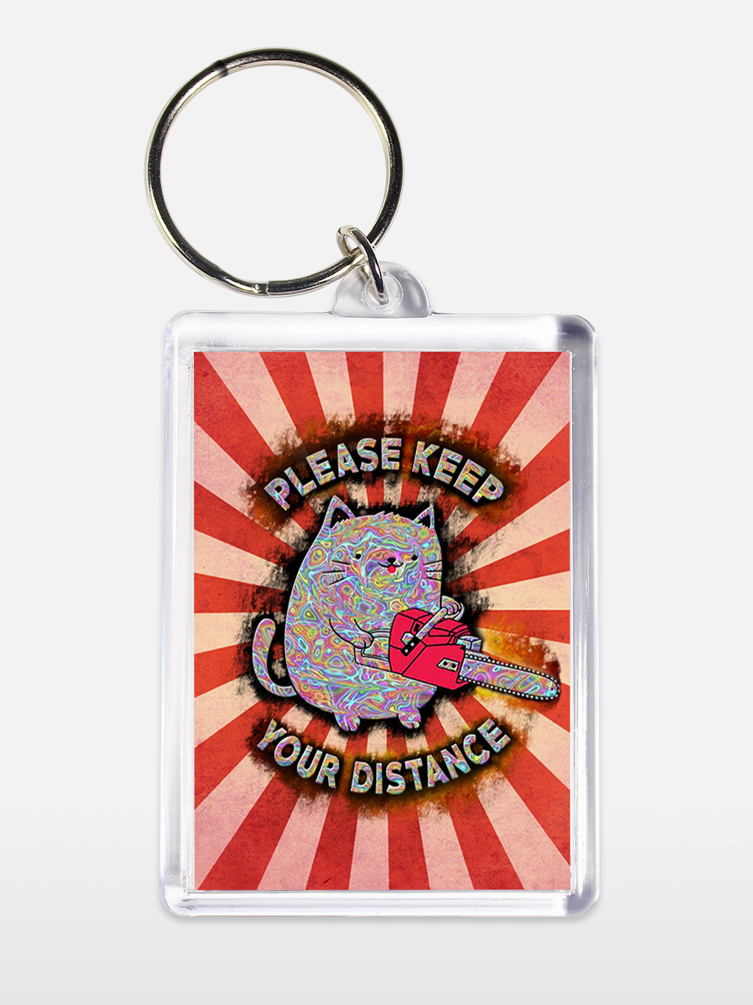 Брелок унисекс Держи дистанцию белый