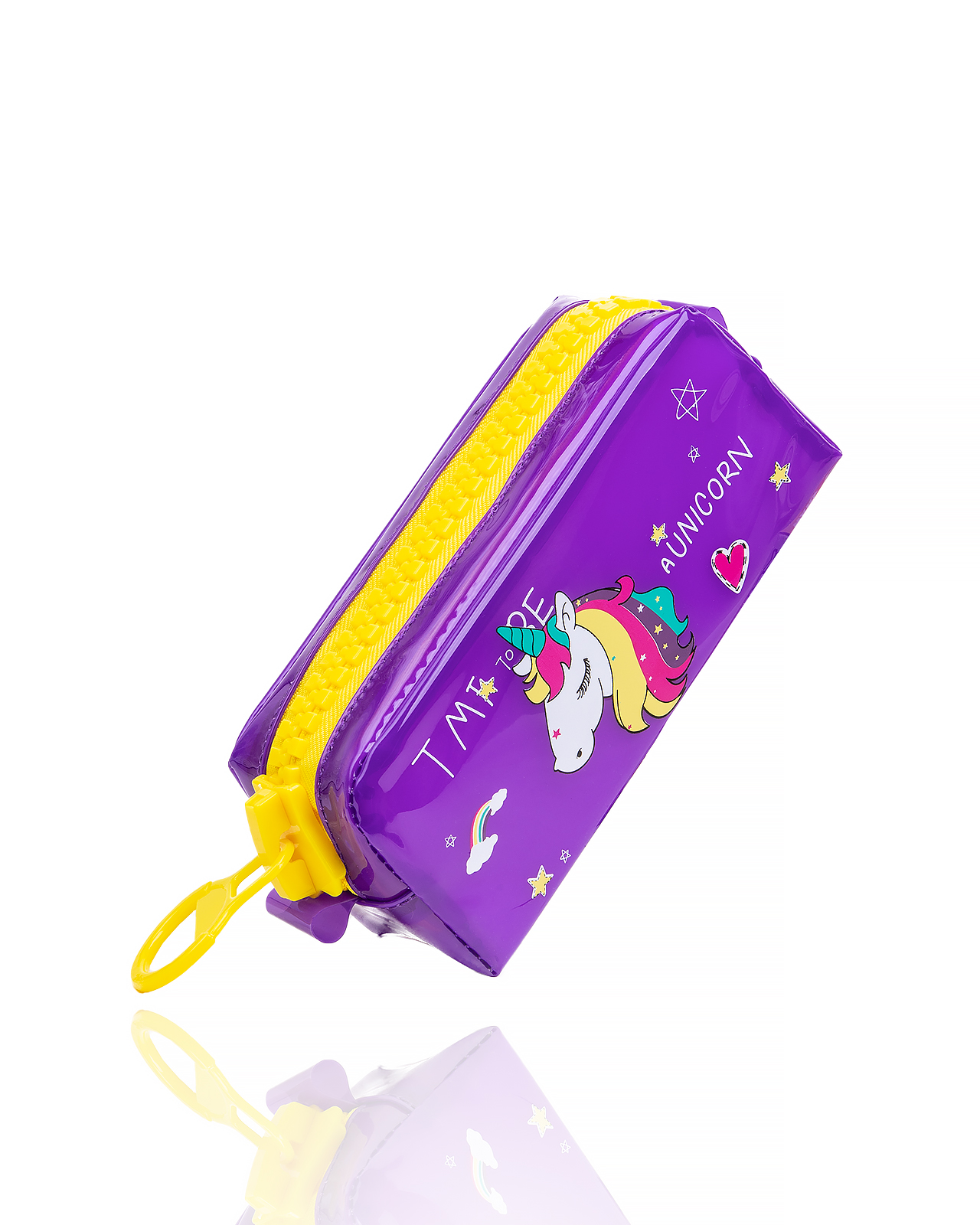 фото Пенал школьный косметичка единорог с большой молнией 1 отделение 19x65x8 см фиолетовый wellywell