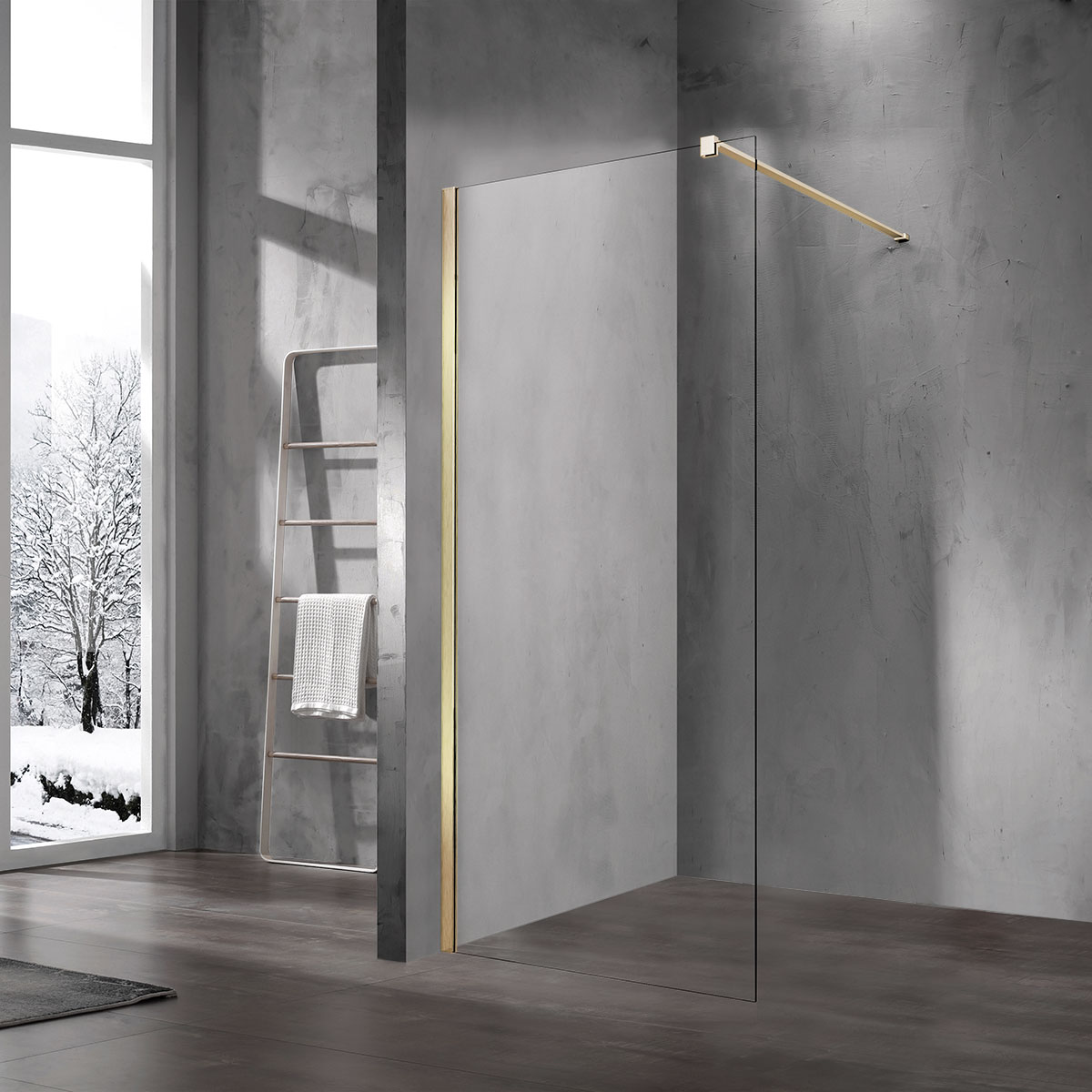 

Душевая перегородка Vincea Walk-In VSW-1H100CLG, 1000*2000, матовый золотой, стекло прозра, VSW-1H100CLG
