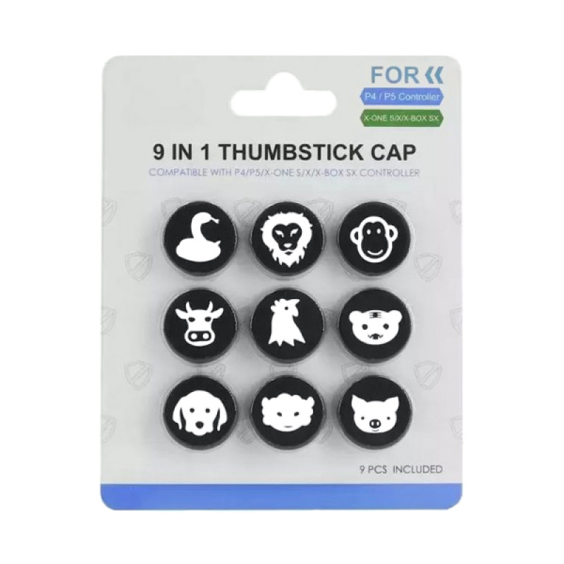 

Накладка на стик для геймпада Thumbstick Cap 9 in 1 для Playstation 4, Xbox 360, Xbox One, Черный