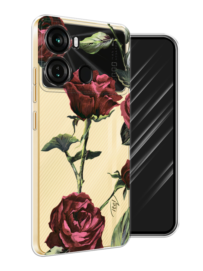 

Чехол Awog на Itel P40 "Бордовые розы фон", Бордовый, 3201350-1