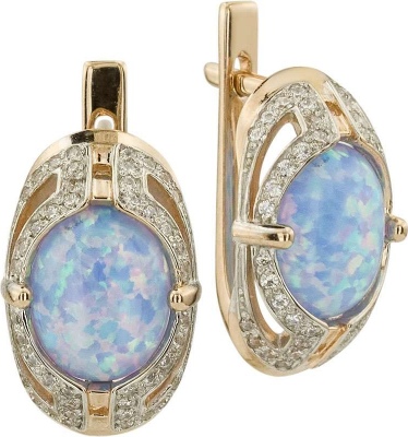 

Серьги из красного золота с фианитом/опалом ALORIS Серьги 1764ОгКц, Серьги 1764ОгКц