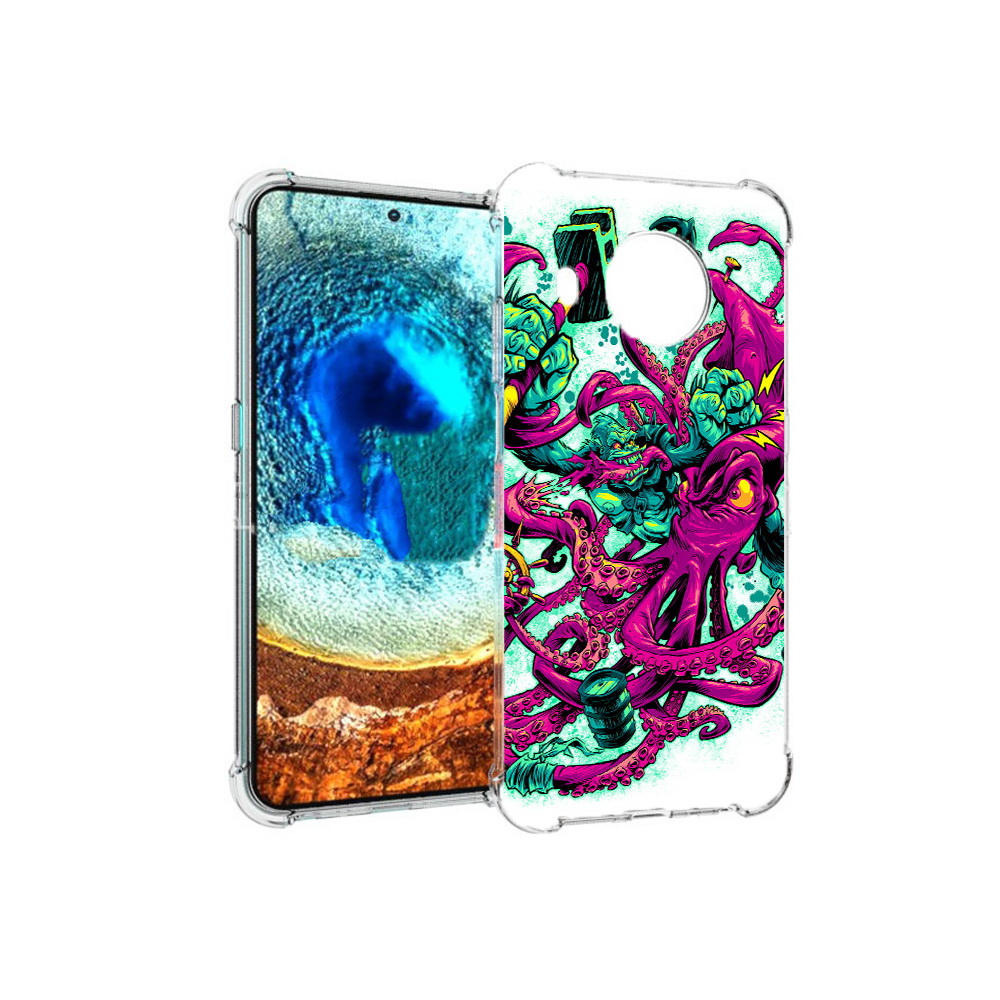 

Чехол MyPads Tocco для Nokia X20 фиолетовый кракен (PT159436.101.657), Прозрачный, Tocco