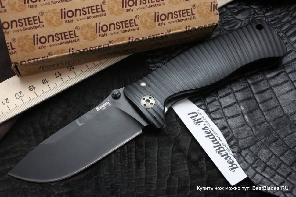 фото Складной нож lion steel sr-1 aluminium black l/sr1a bb lionsteel