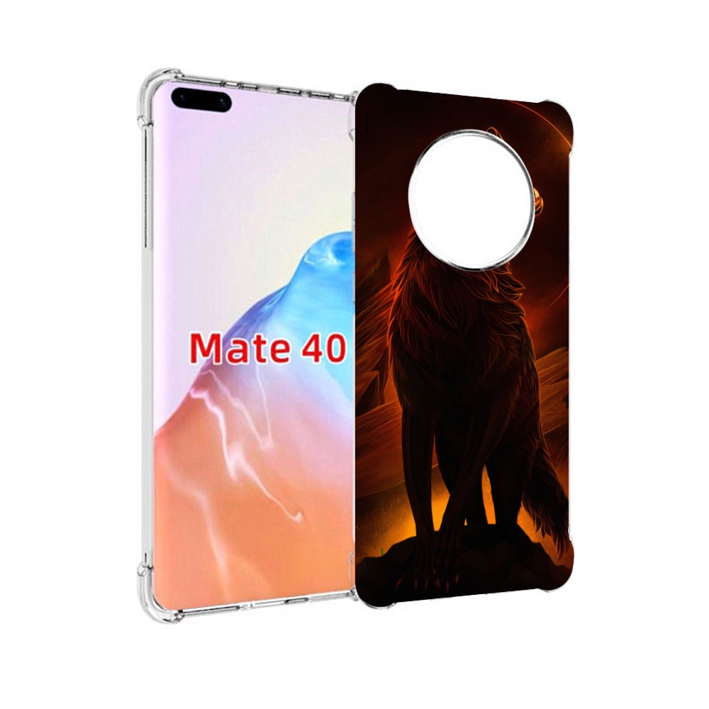 

Чехол MyPads Tocco для Huawei Mate 40 волчара с огнем внутри, Прозрачный, Tocco