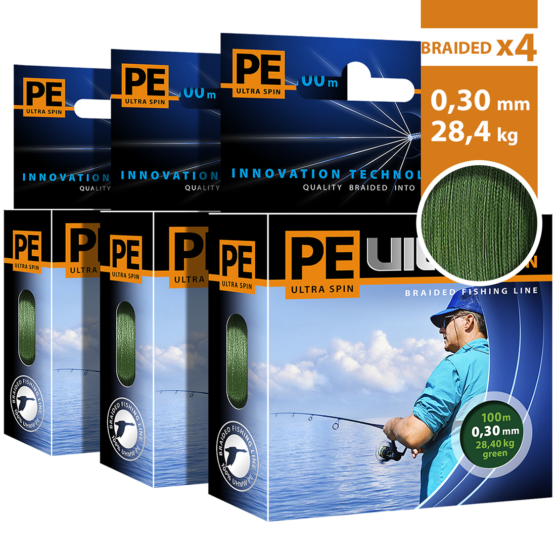 

Леска плетеная Aqua PE Ultra Spin 0,3 мм, 100 м, 28,4 кг, dark green, 3 шт., PE Ultra Spin