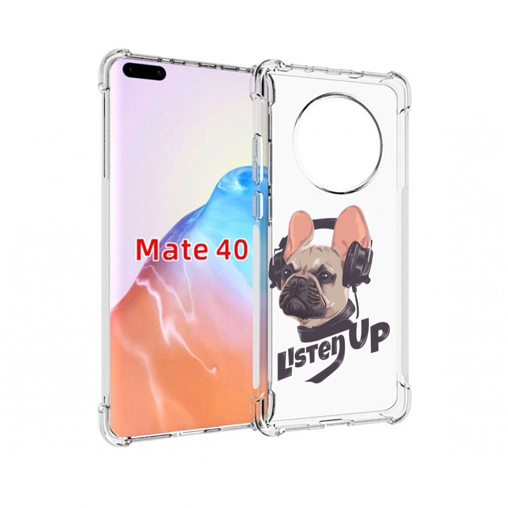 

Чехол MyPads Tocco для Huawei Mate 40 бульдог-слушает-музыку, Прозрачный, Tocco