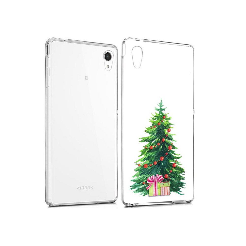 

Чехол MyPads Tocco для Sony Xperia M4 Aqua Елка новогодняя с подарками акварель, Прозрачный, Tocco