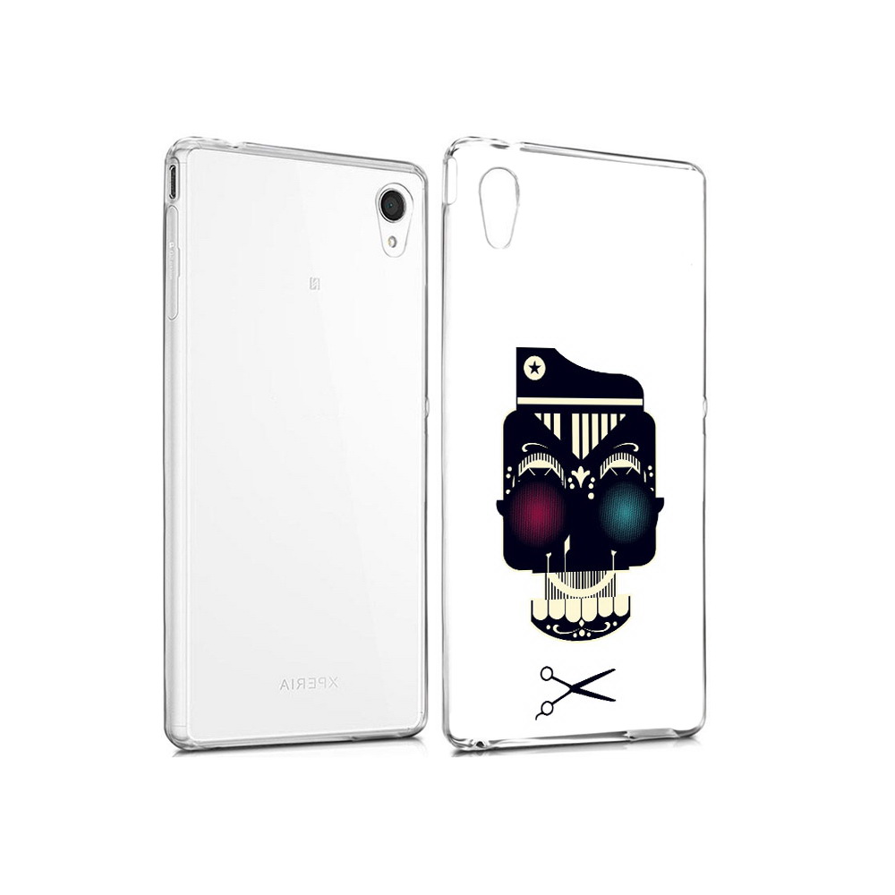 

Чехол MyPads Tocco для Sony Xperia M4 Aqua черно белый скелет с яркими глазами, Прозрачный, Tocco