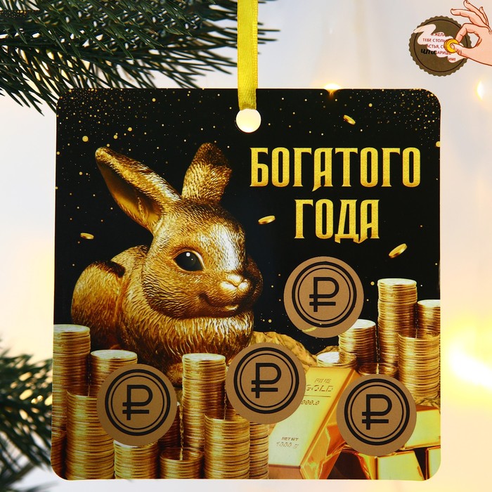 

Елочная игрушка с предсказанием Богатого года,13 х 13 см