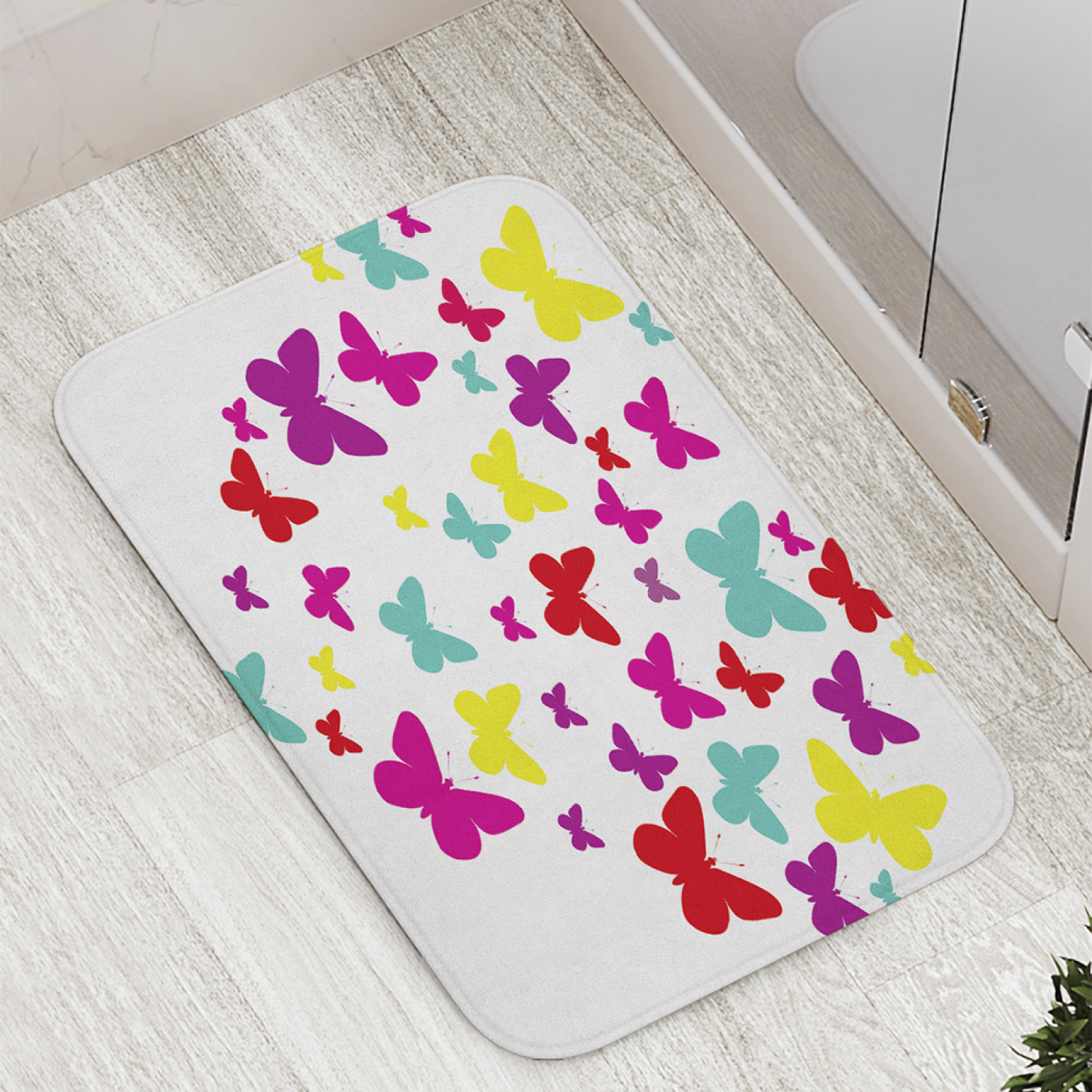

Коврик противоскользящий JoyArty "Сердце из бабочек" для ванной, сауны, бассейна, 77х52 см, Сердце из бабочек