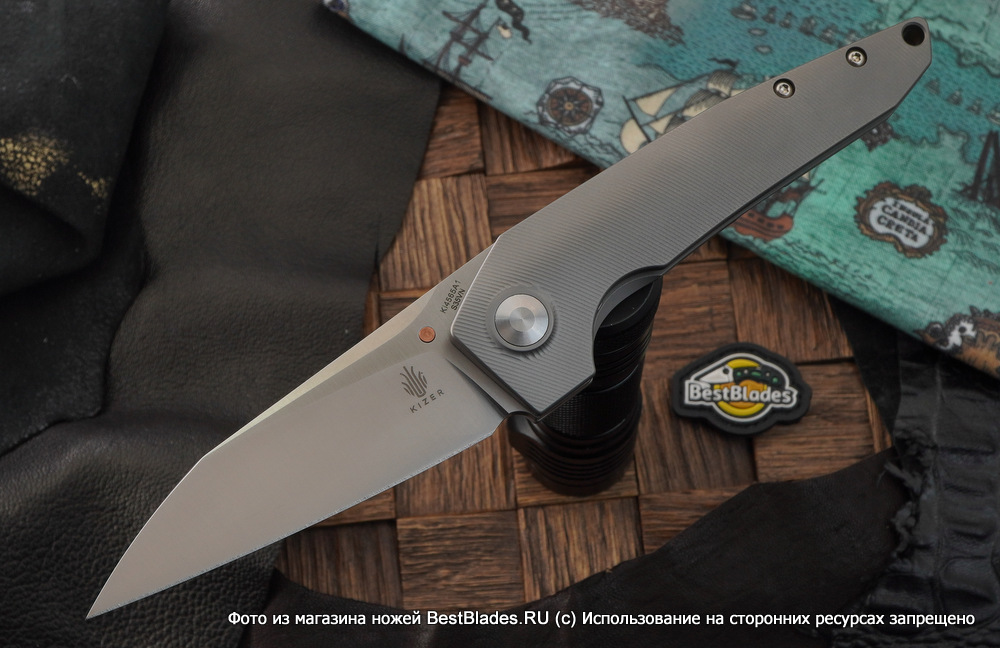 

Складной нож Kizer Knives VK1-FL сталь S35VN, титан, Серый, VK1-FL