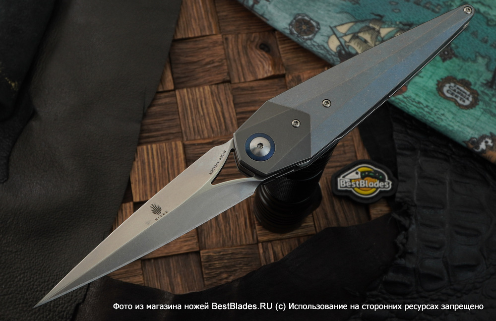 

Складной нож Kizer Knives Soze сталь S35VN, титан, Серый, Soze