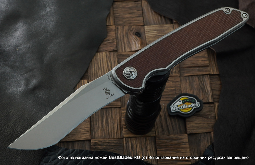 

Складной нож Kizer Knives Matanzas сталь S35VN, титан/микарта, Коричневый;серый, Matanzas