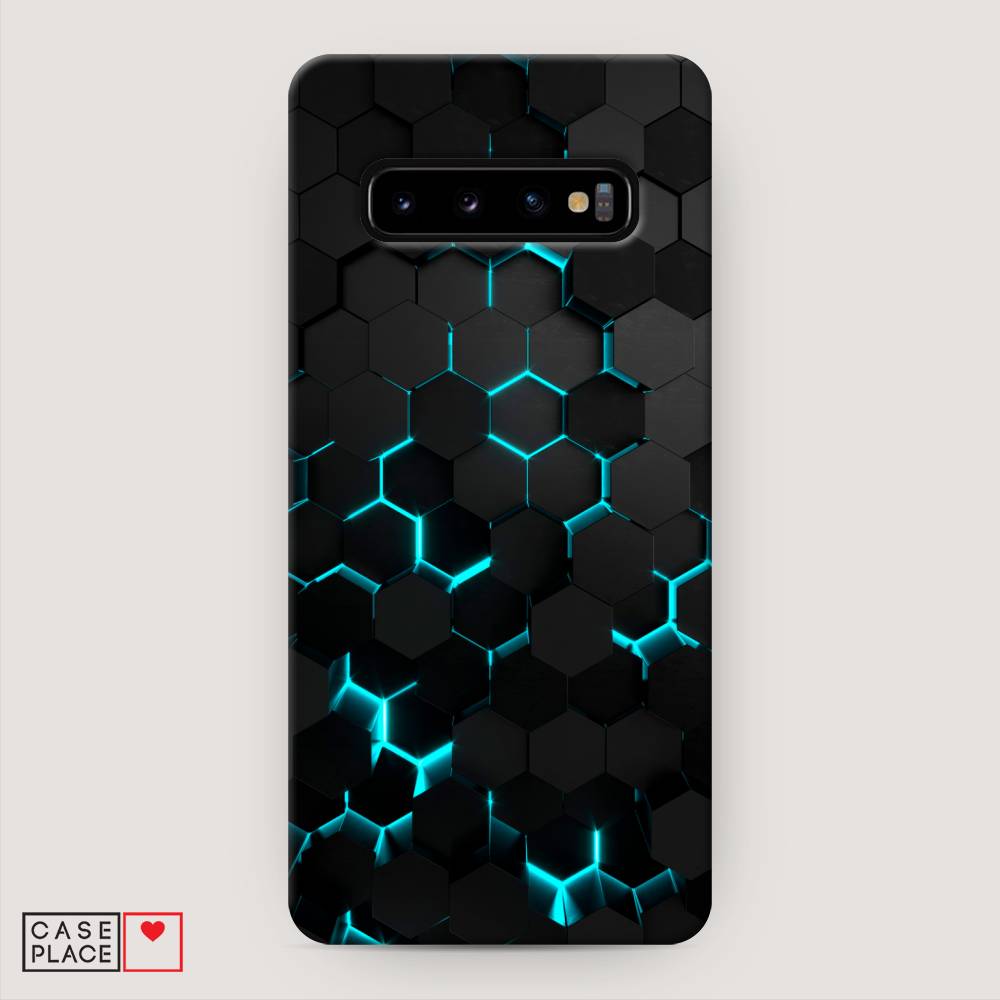 фото Пластиковый чехол "соты бирюзовые" на samsung galaxy s10 + awog