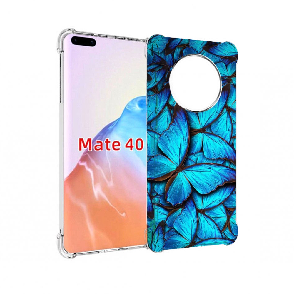 

Чехол MyPads Tocco для Huawei Mate 40 бирюзовые бабочки, Прозрачный, Tocco