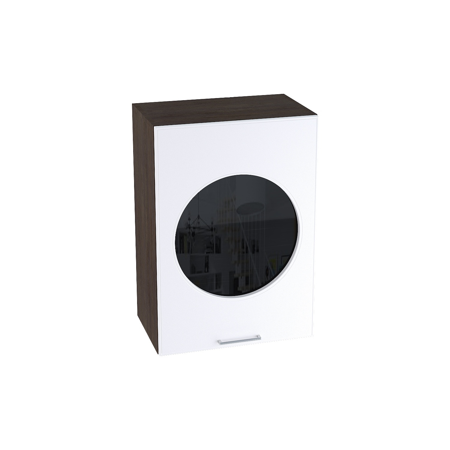 

Нав.шкаф 500 с 1 остекленной дверцей МС МЕМФИС Сурская МДФ Дуб Кальяри/Белый софт Ф35 с су, Коричневый;белый, Мемфис