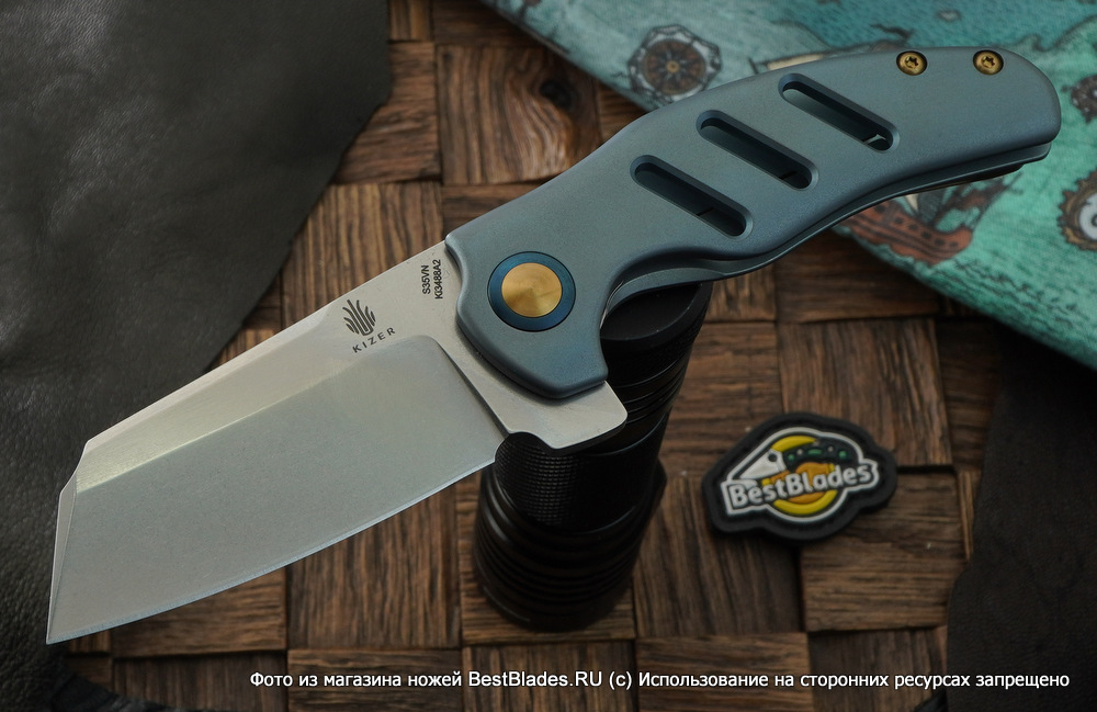 

Складной нож Kizer Knives C01C Mini сталь S35VN, анодированный титан, Синий, C01C