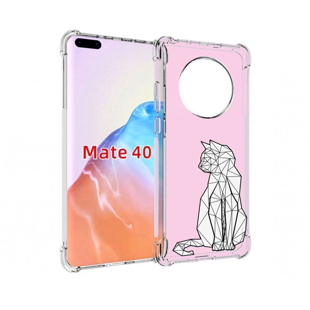 

Чехол MyPads Tocco для Huawei Mate 40 белый котик с гранями, Прозрачный, Tocco