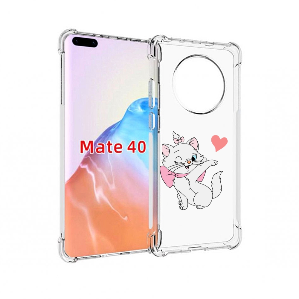 Чехол MyPads Tocco для Huawei Mate 40 белая-кошечка-с-сердечком женский