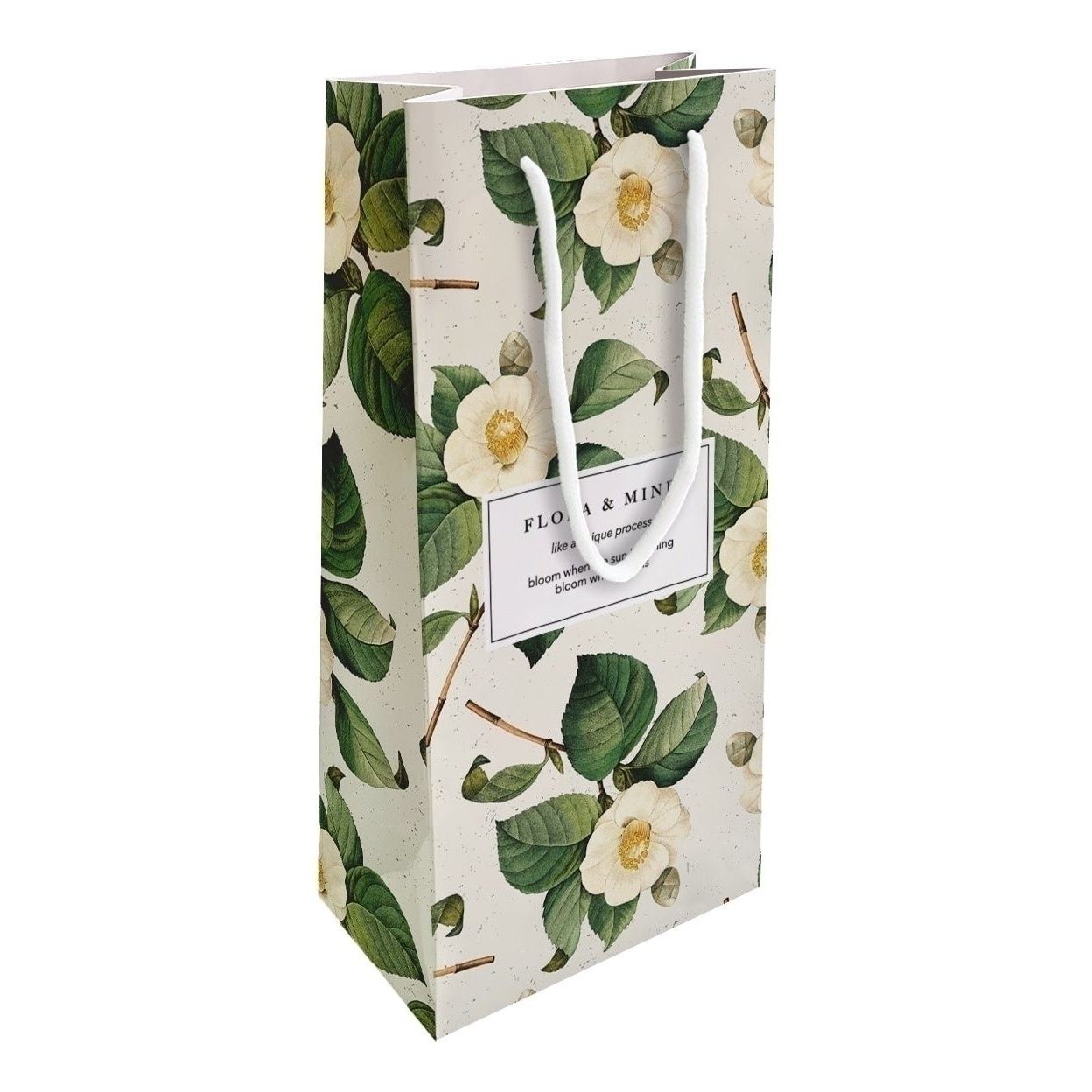 

Пакет под бутылку 15 x 32 см Be Smart Flora камелия, Белый