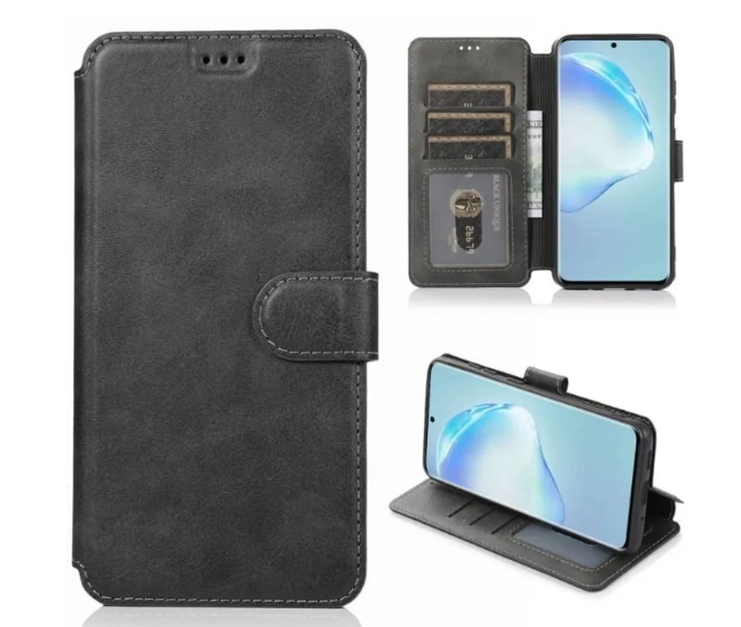 

Чехол книжка для Honor X6 кожаный черный c магнитной застежкой