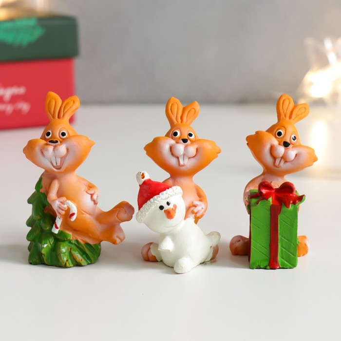 

Сувенир полистоун "Новогодний кролик" МИКС 2,5х3,5х5,8 см
