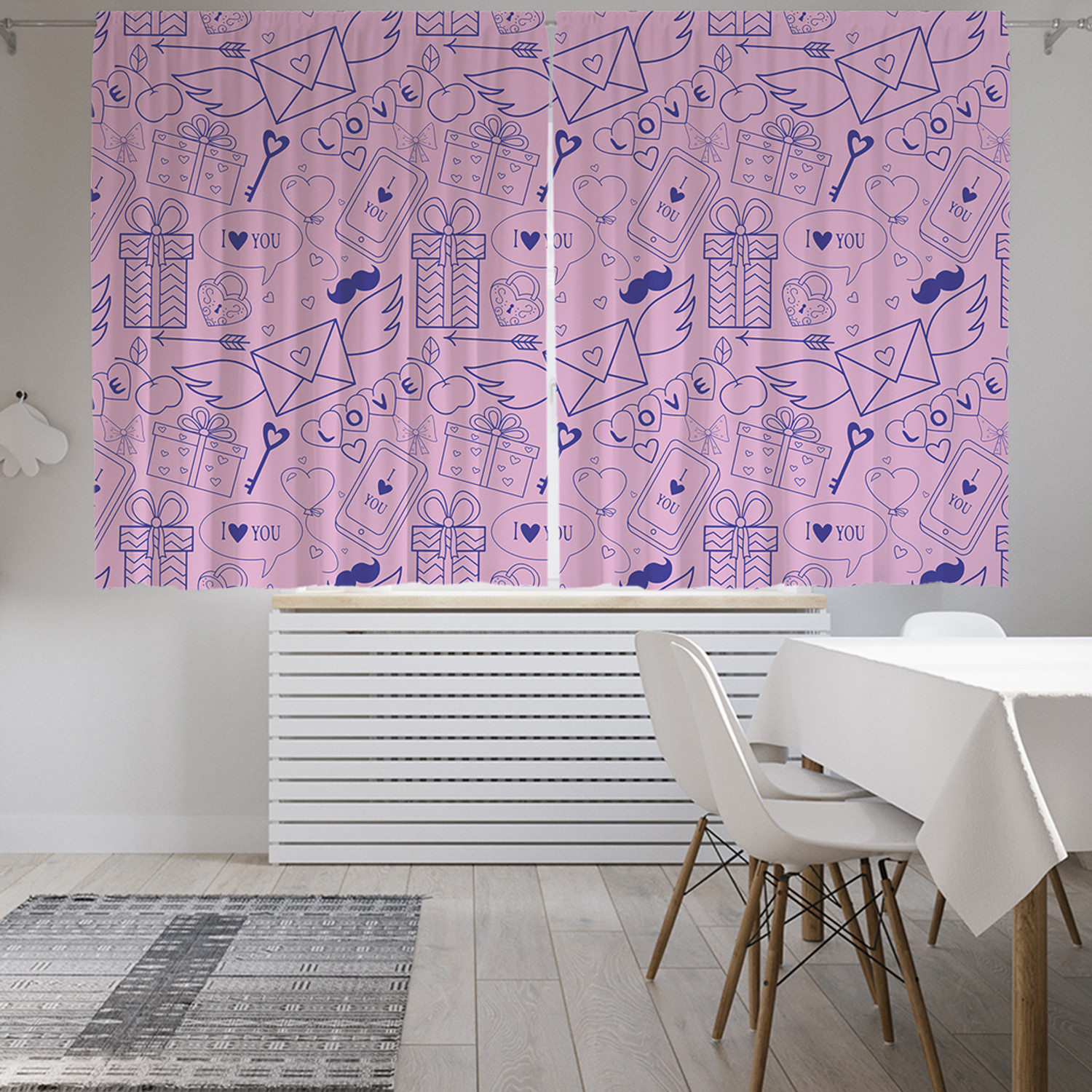 

Шторы фотошторы короткие JoyArty "Послания любви" 145х180 2 полотна сатен, Послания любви