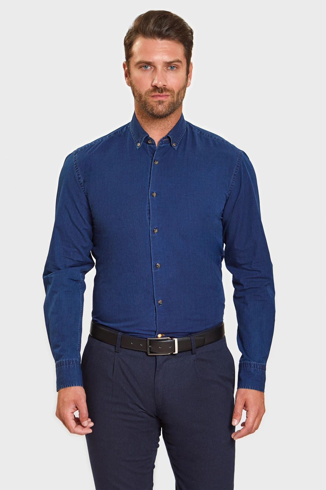 Джинсовая рубашка мужская Kanzler 2A-448SL-11108-15 синяя 38